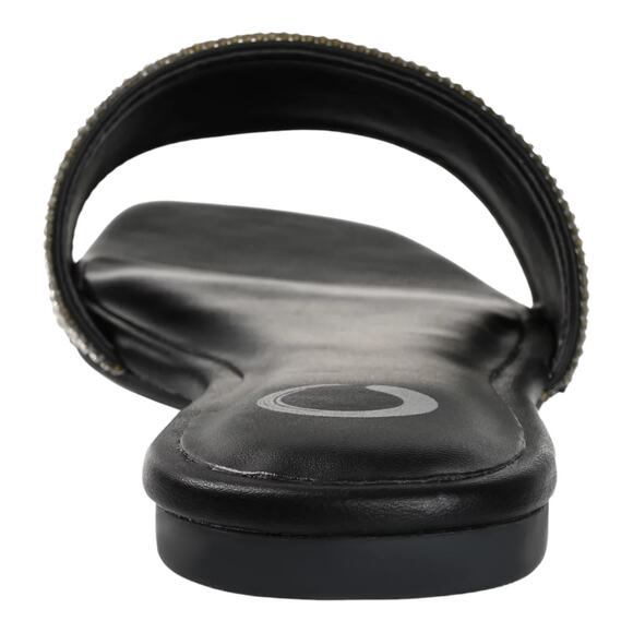 Journee Women's Grayce Rhinestone Flat Sandals Black Size 6 1/2 - Picture 3 of 5